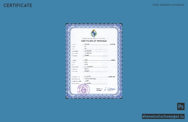 Vorschau einer PSD-Beispieldatei für eine Heiratsurkunde aus Uruguay